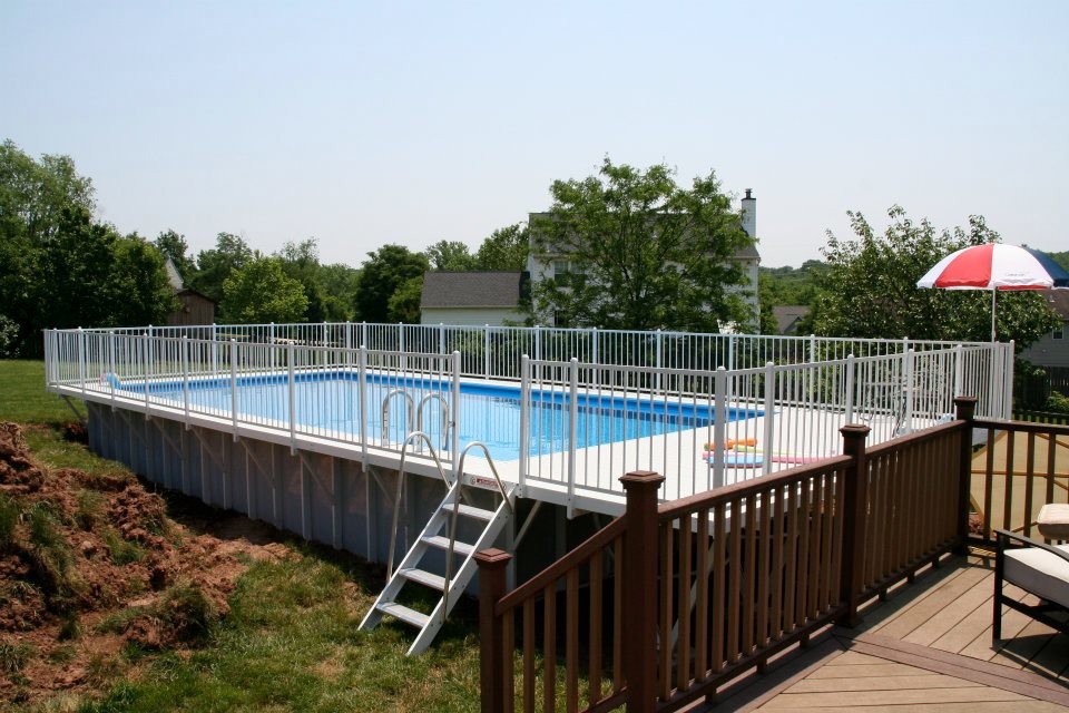 Design ideas for a mid-sized backyard rectangular aboveground pool in Boston with decking.
