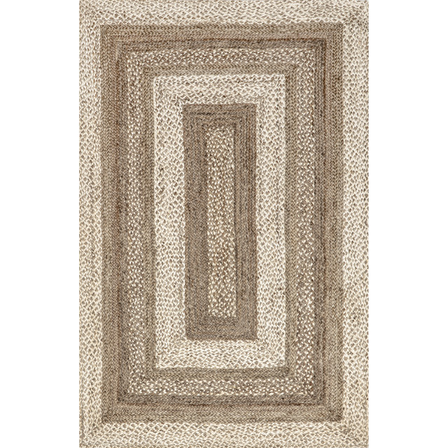 nuLOOM Charlene Braided Border Jute Area Rug, 5'x8' Beach Style