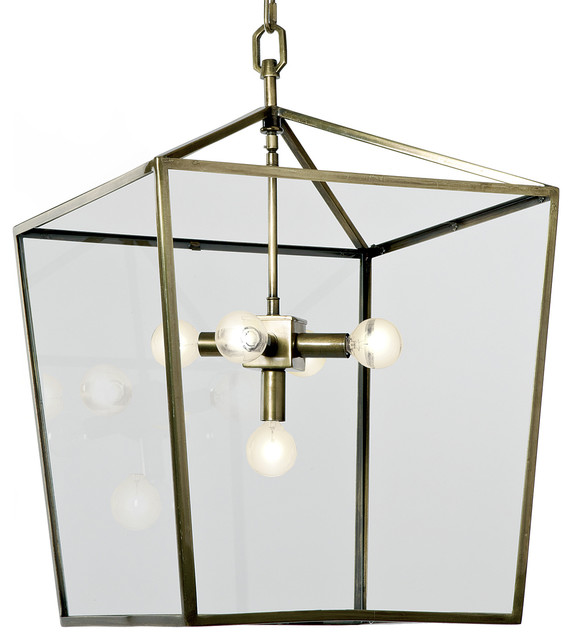 Barth Industrial Loft Nickel Glass Pentagon Pendant Lantern Barth Industrial Loft Brass Glass Pentagon Pendant Lantern