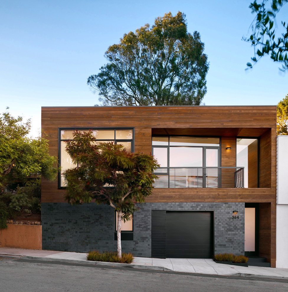 Contemporary exterior in San Francisco with wood siding.