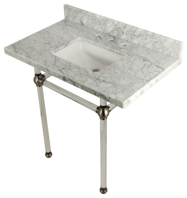 Kingston Brass 36X22 Carrara Marble Vanity Top With Clear Acrylic