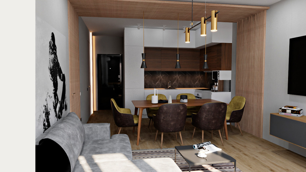 Дизайн интерьера квартиры в современном стиле для холостого молодого человека.