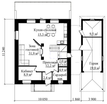 Двухэтажный жилой дом с мансардой