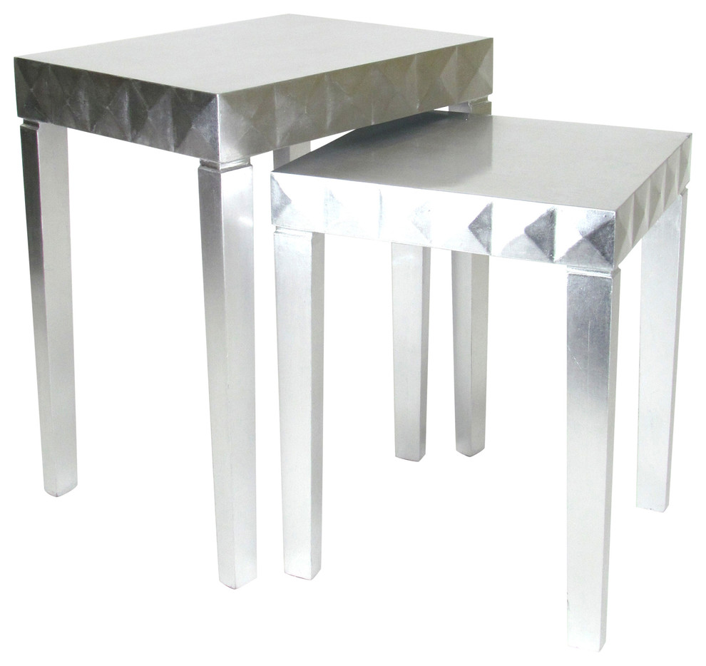 Reflective Nesting Tables, Set of 2, Silver