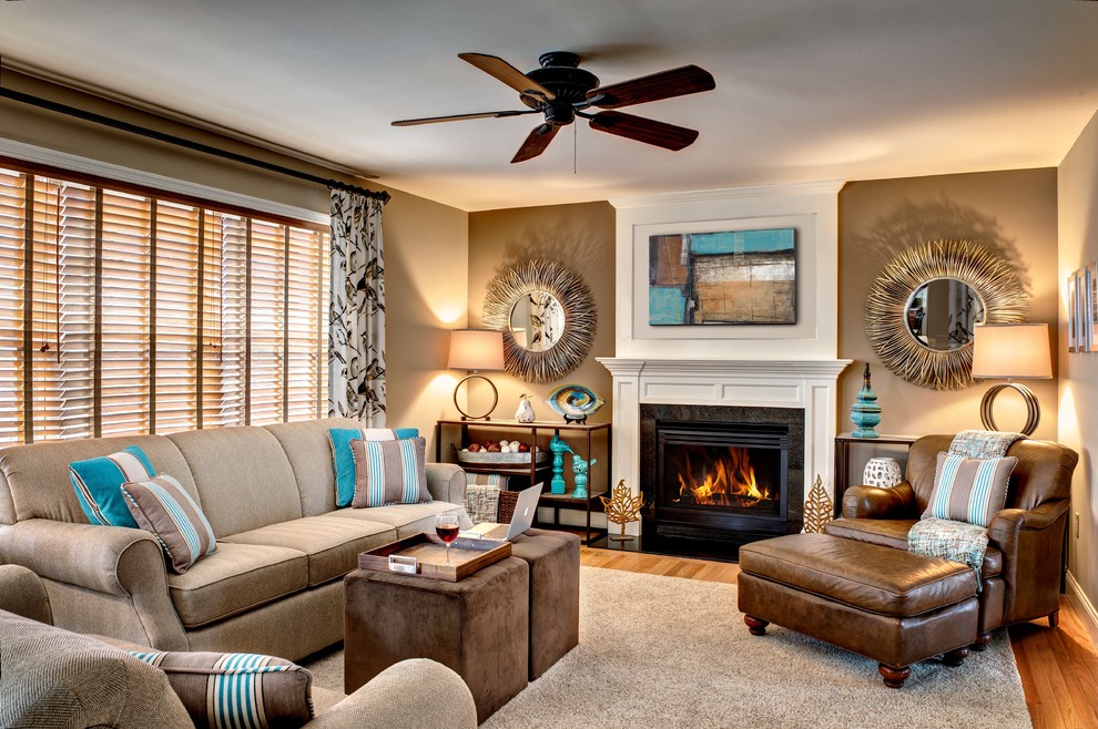 This is an example of a transitional family room in Philadelphia.