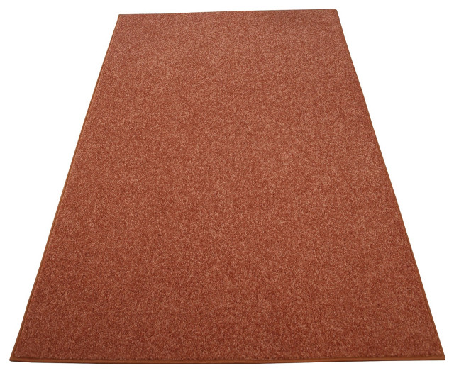 Rust Plush Area Rug Modern Plush Solid - Pet and Kids Friendly Made in USA, Area Rug, 5' x ...
