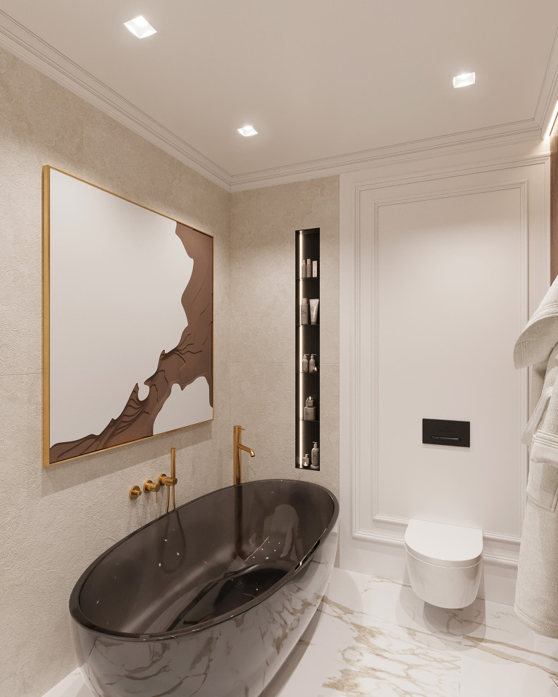 Маленький и модный совмещенный санузел