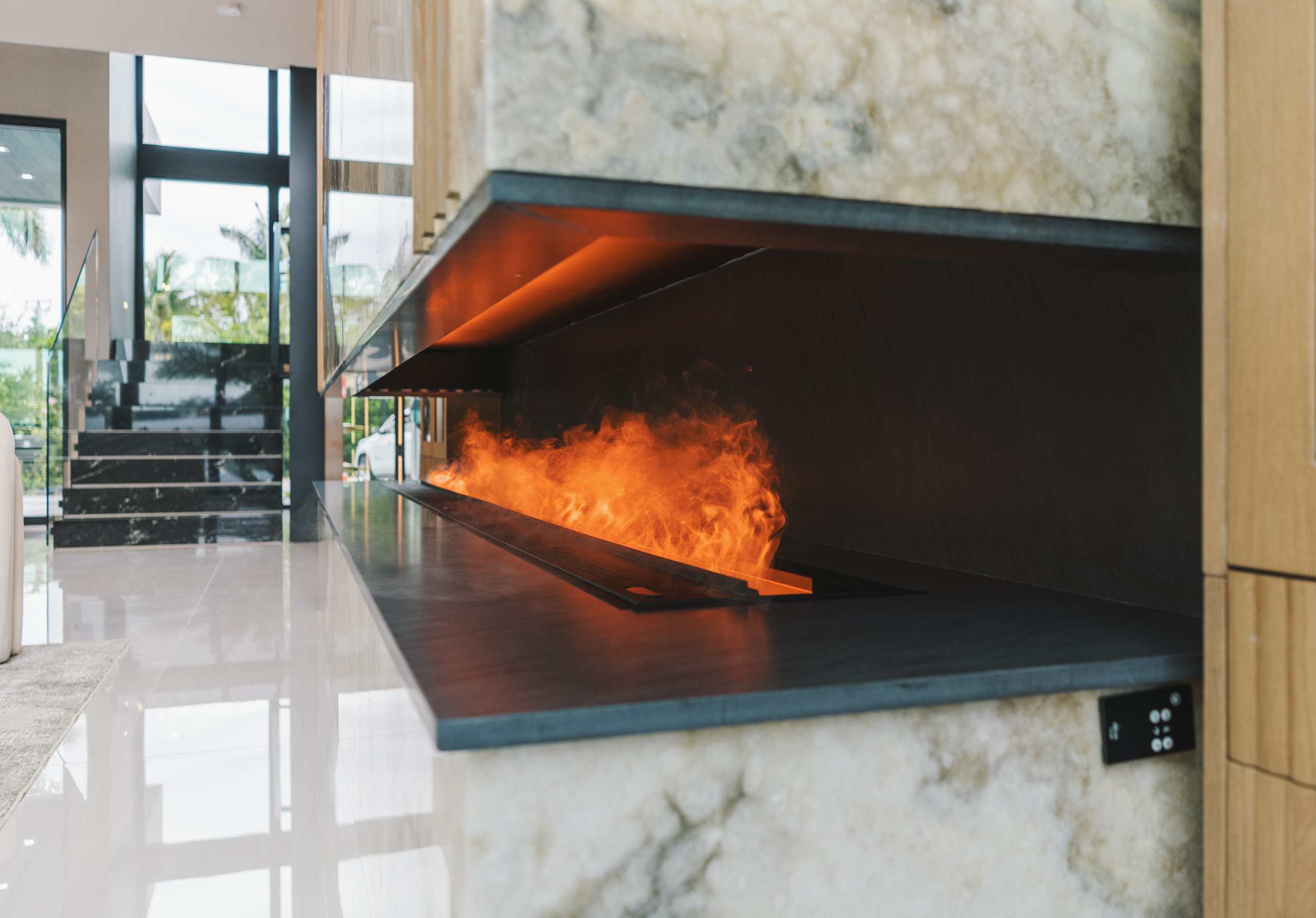 Sleek Sophistication: Close-Up of Ultramodern Fireplace