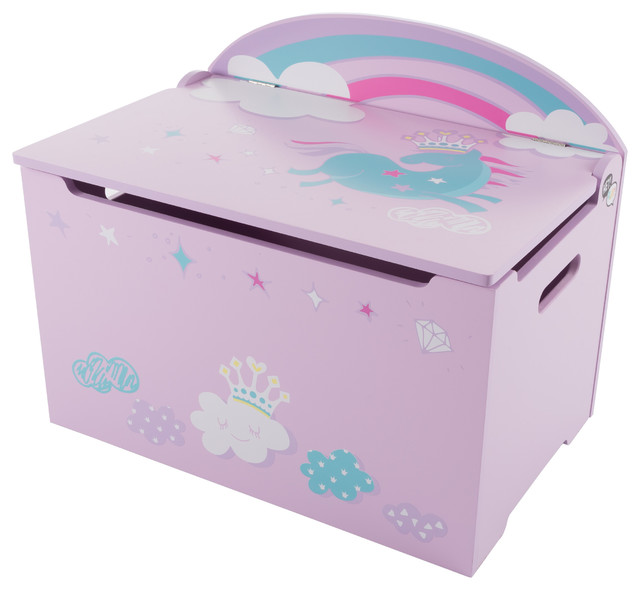 pink wooden toy chest