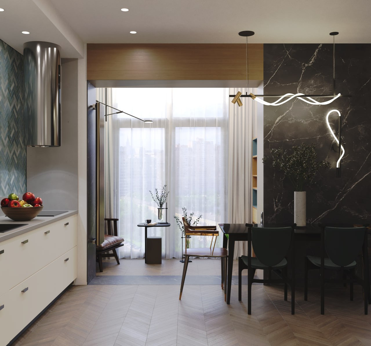 Стекло и свободное пространство.