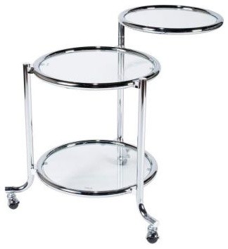 Unbranded Sonata Glass Round 3-Tier Rolling Trolley End Table WK2646-22