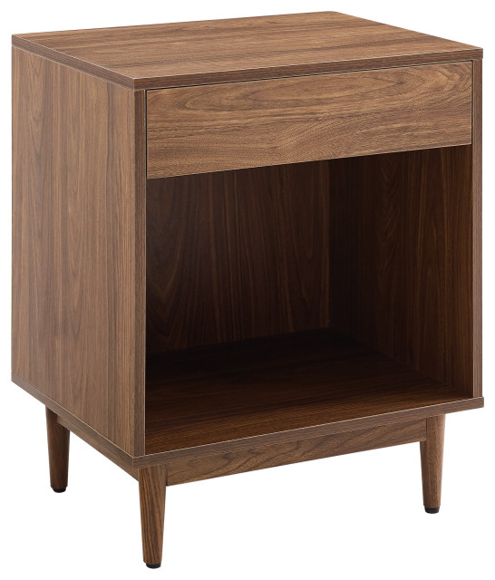 Liam Record Storage End Table Walnut Midcentury Side Tables And End