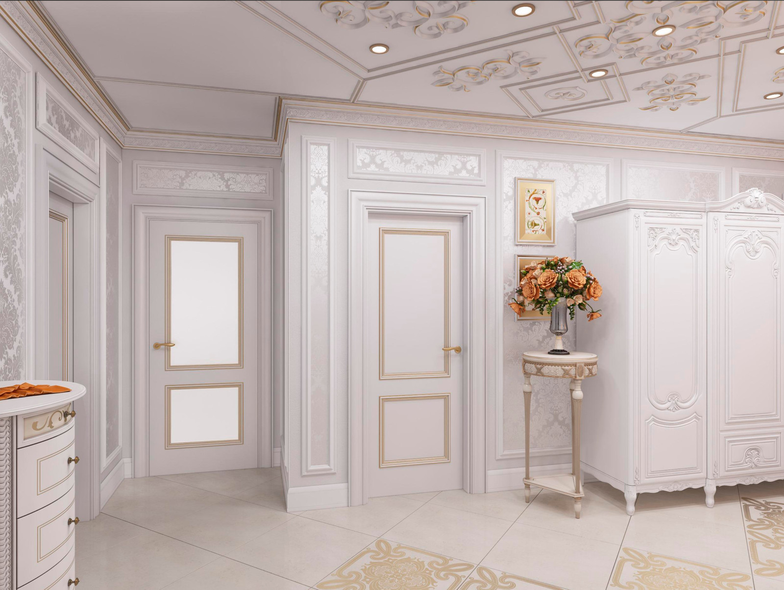 Классический интерьер с элементами греческого стиля