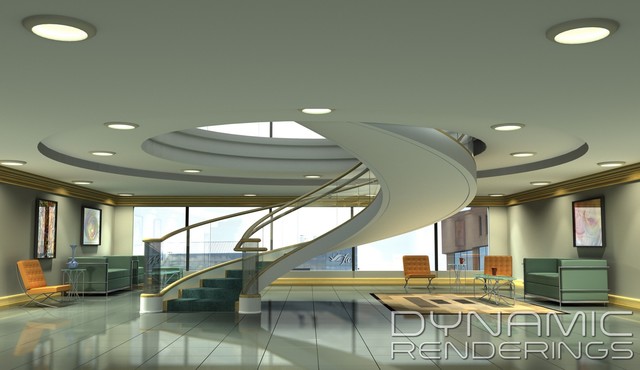 Staircase interior rendering 