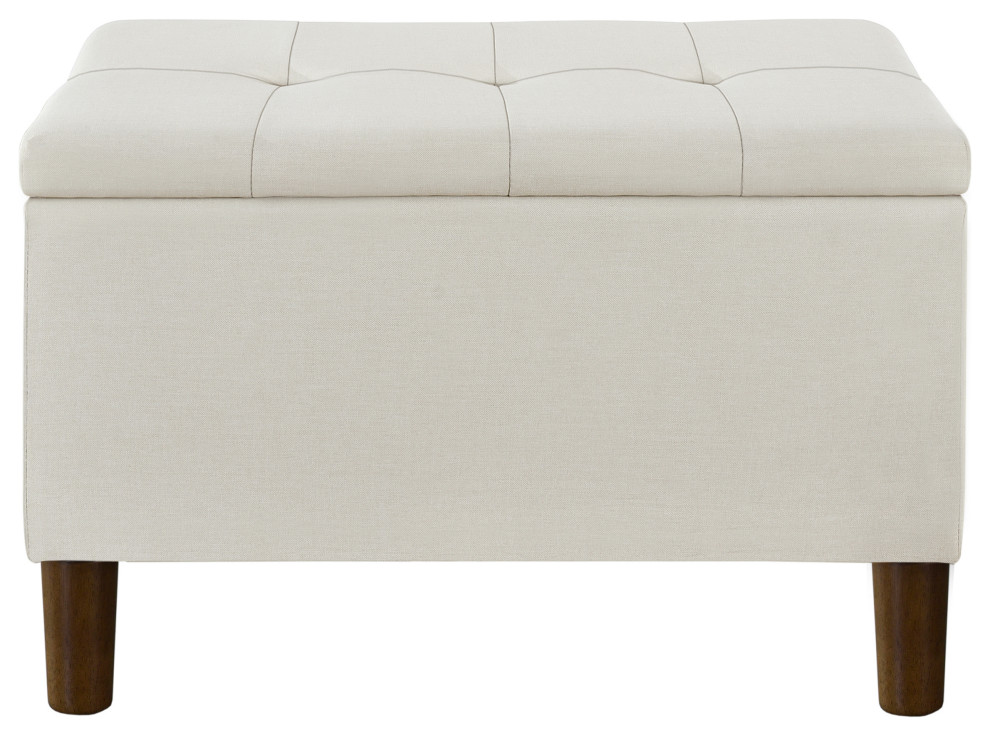 29" Hinged Top Storage Bench With GridTifted Seat Transitional