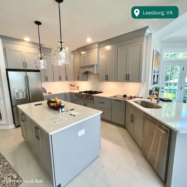 Gray Shaker Cabinets With White Quartz Countertop - Modern - Kitchen ...