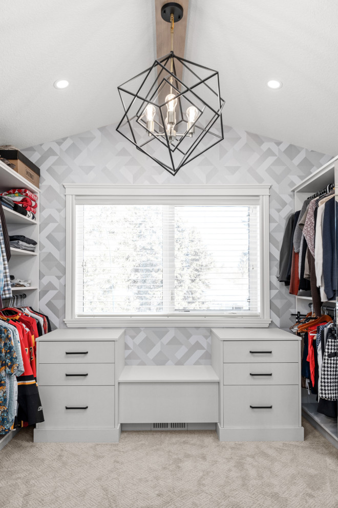 This is an example of a transitional storage and wardrobe in Calgary.
