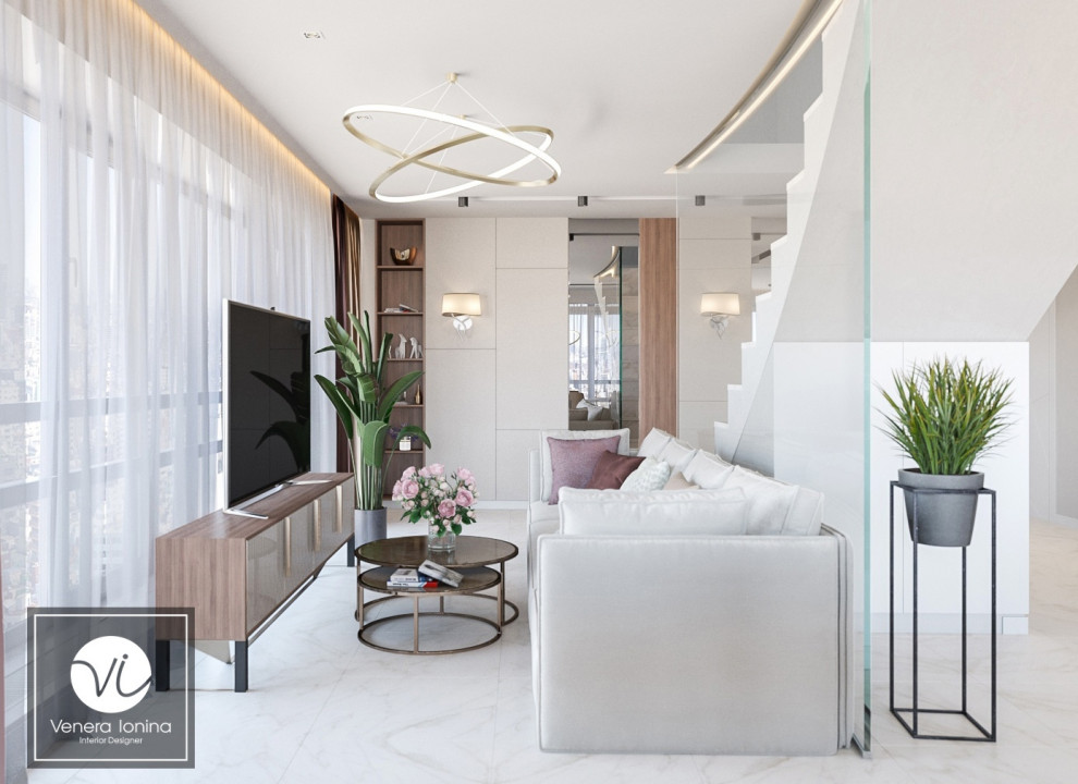 Дизайн гостиная-кухня