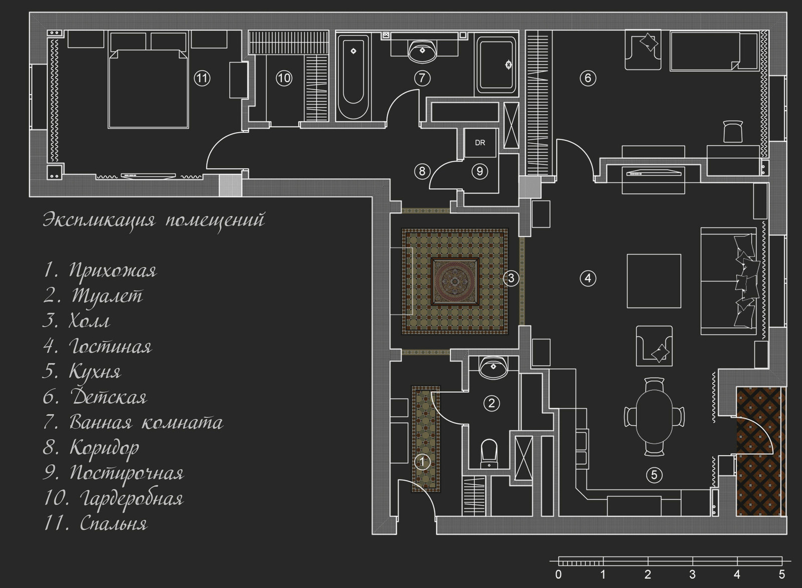 Квартира с красным холлом