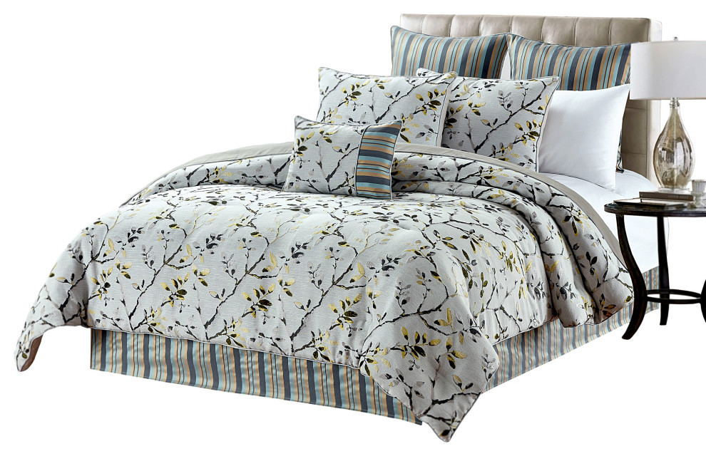 Luxury Damask 6Piece Comforter Set Contemporary Comforters And