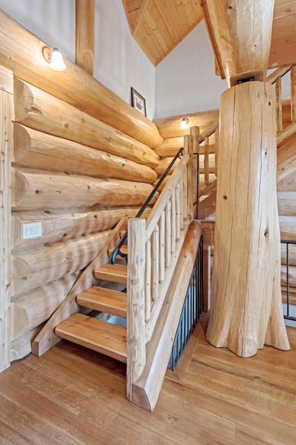 log home rustikt-trappe