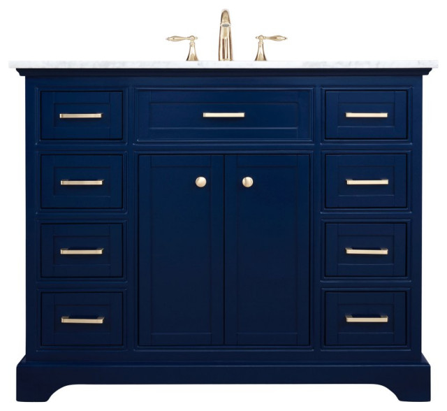 Amber Single Bathroom Vanity, Blue Transitional Bathroom Vanities