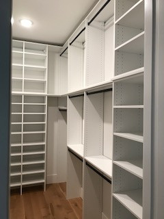 Triple-Hang Primary Closet with Floor-to-Ceiling Open Shelves