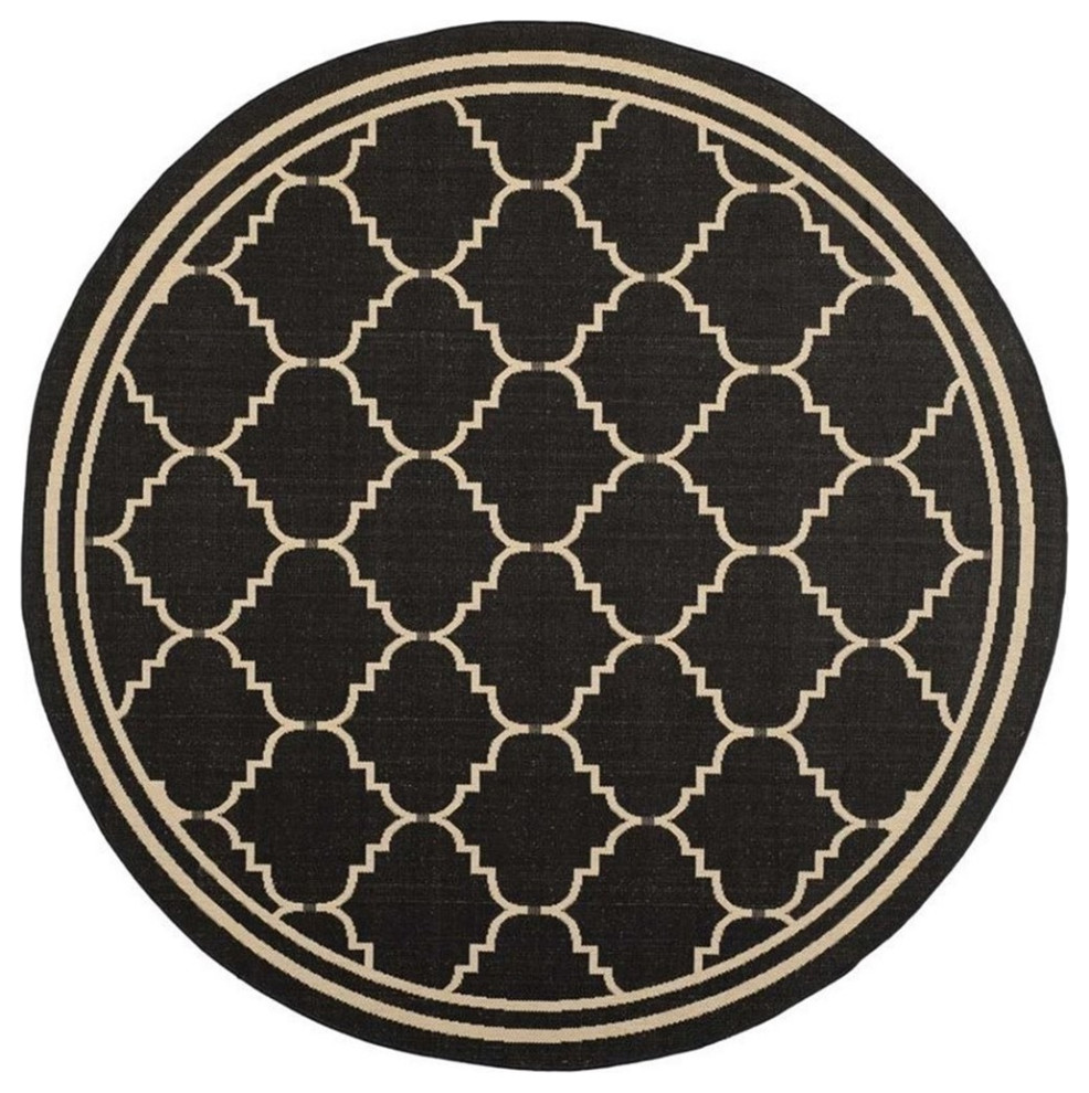 Safavieh Courtyard Black Indoor Outdoor Rug - 9' x 12', Round 6'7 ...