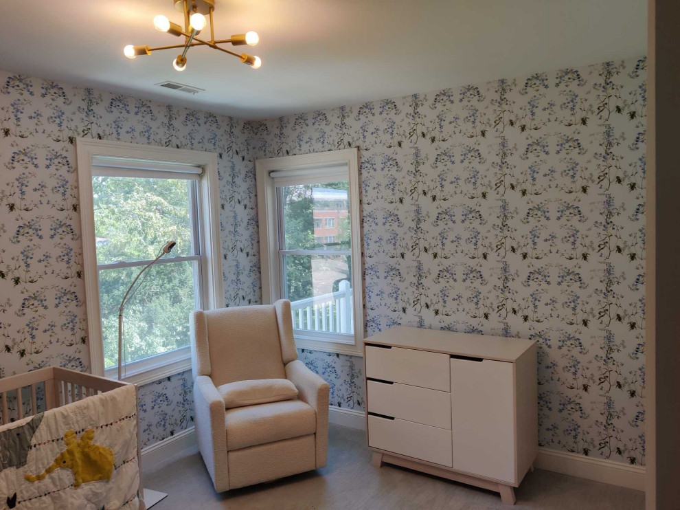Nursery wallpaper installation Chicago, IL, 60610 - Nursery wallpaper installation – Chicago, IL, 60610
We added life and softness to this nursery with a pastel tropical wallpaper featuring palm fronds and toucans. Pre-pasted, low-VOC paper was used to ensure safety for infants. The design wraps gently behind the crib and changes with the light, adding a playful, natural rhythm to this city apartment.