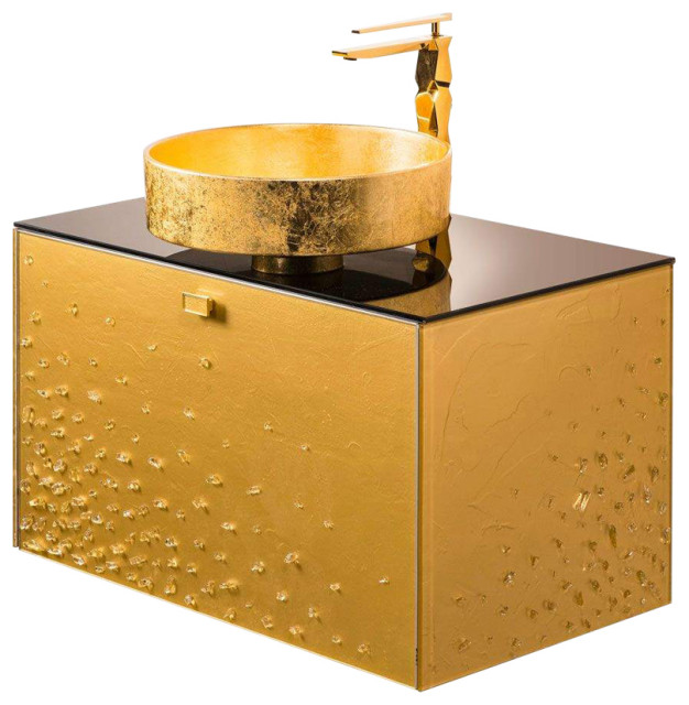 Diva Luxury Murano Glass Single Bathroom Vanity 32", Gold