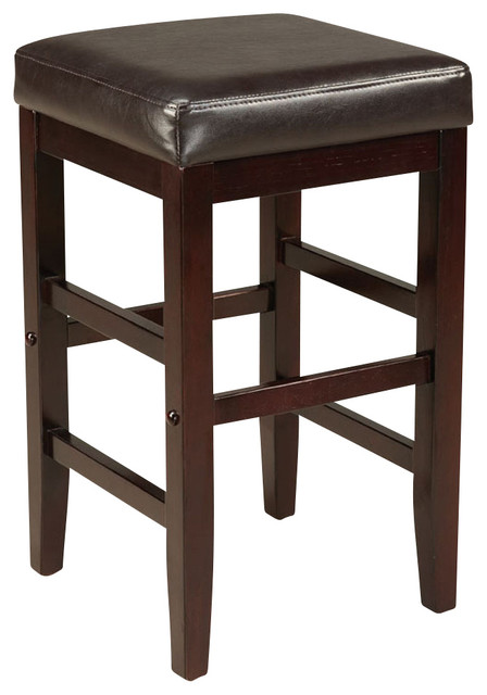 Standard Furniture Smart Stools Square Stool w/ Brown Leatherette Seat - 24 Inch