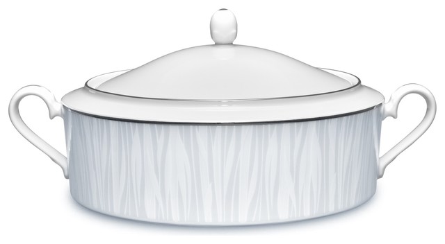 Noritake Regina Platinum Covered Vegetable Bowl, 10-1/4", 48 Oz. - Bed