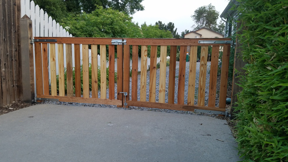 Custom Pallet Drivway Gate Rustic Exterior Denver by Clifford's