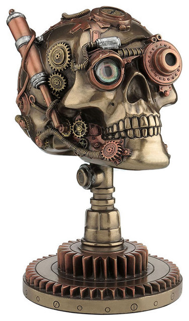 Steampunk Gear Design Skull Head Decoration Statue 