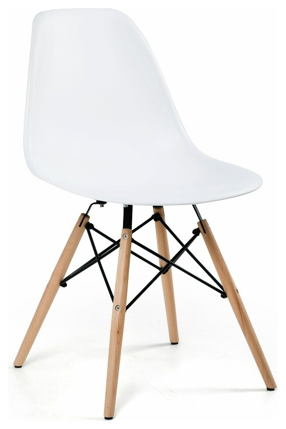 Eiffel Chair with Natural Wood, Set Of 4 Midcentury Dining Chairs