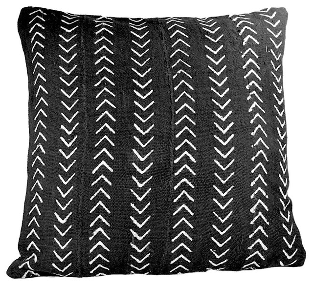 White Chevron Black Mudcloth Pillow Contemporary Decorative White Chevron Black Mudcloth Pillow