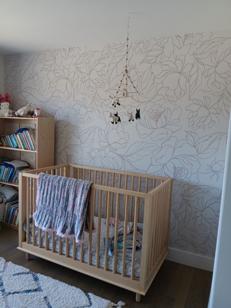 Nursery wallpaper installation Chicago, IL, 60610 - Nursery wallpaper installation – Chicago, IL, 60610
We added life and softness to this nursery with a pastel tropical wallpaper featuring palm fronds and toucans. Pre-pasted, low-VOC paper was used to ensure safety for infants. The design wraps gently behind the crib and changes with the light, adding a playful, natural rhythm to this city apartment.