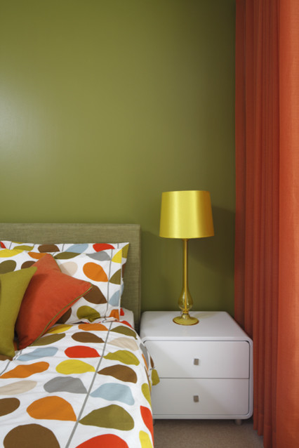 Retro Green And Orange Bedroom Modern Bedroom London