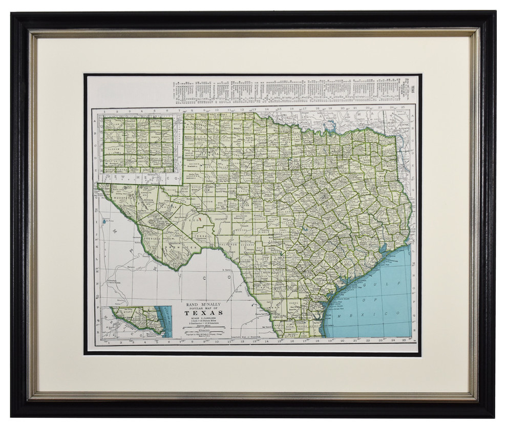 Original Vintage Texas Map, Framed, 1940s Authentic Map - Traditional