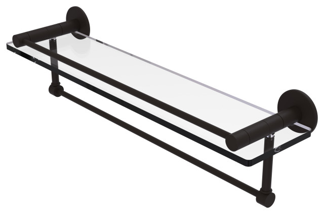 Fresno 22" Glass Shelf with Vanity Rail and Towel Bar, Oil Rubbed Bronze