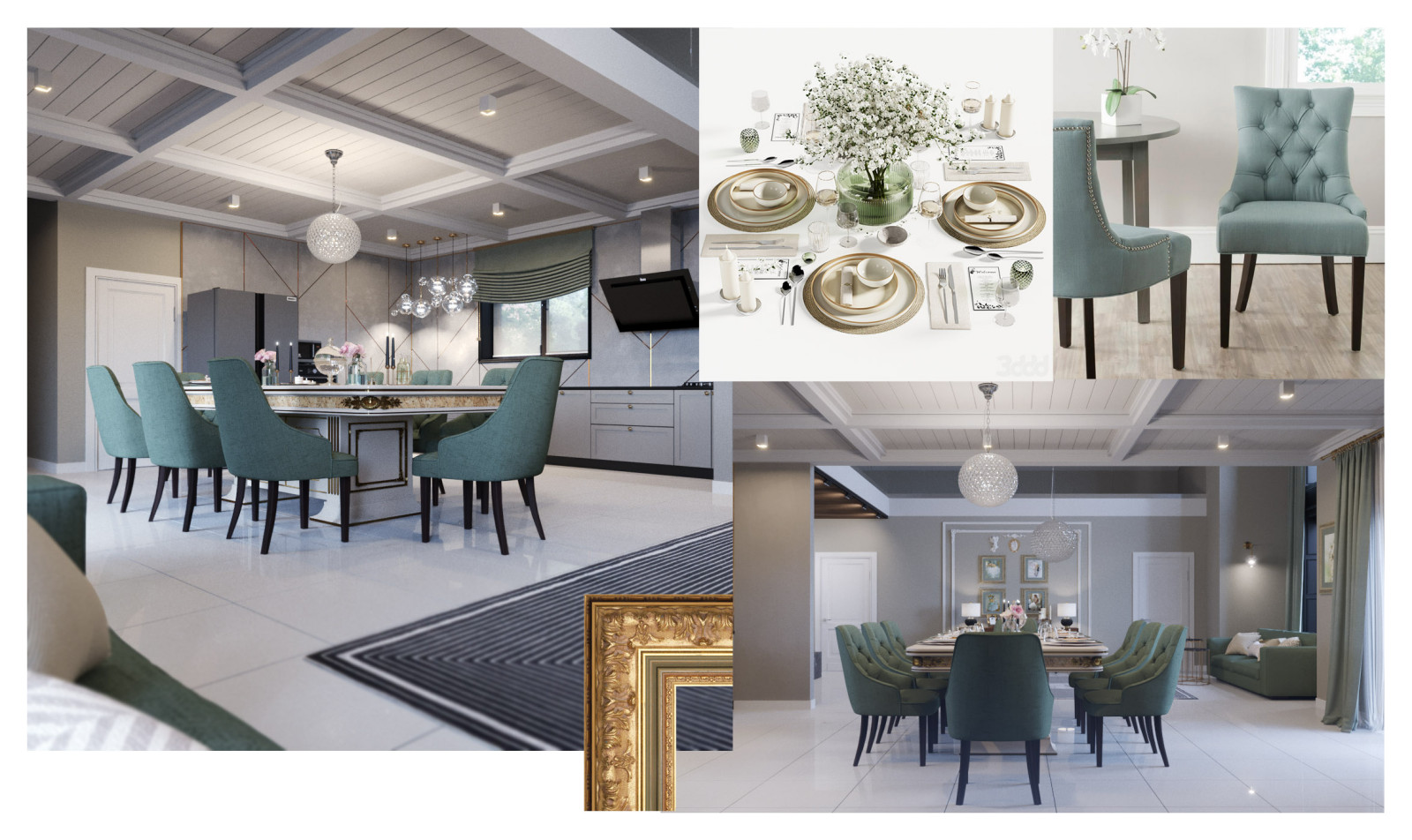 Дизайн интерьера кухни-гостиной со вторым светом в доме.