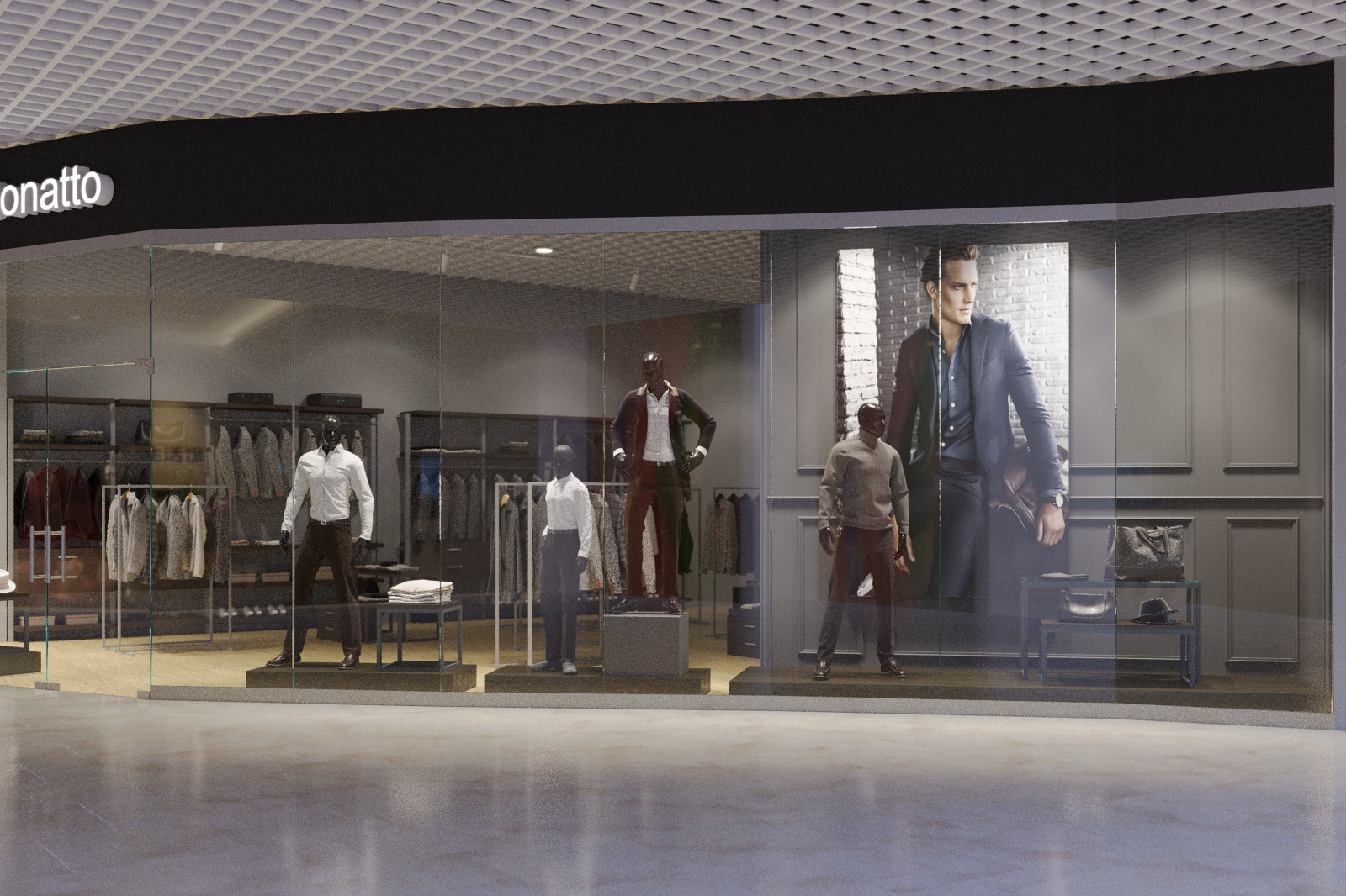 Дизайн витрины магазина мужской одежды