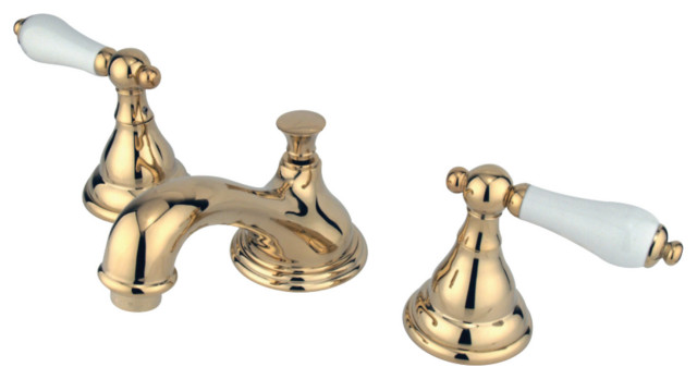 Kingston Brass Widespread Bathroom Faucet With Brass Pop-Up, Polished Brass