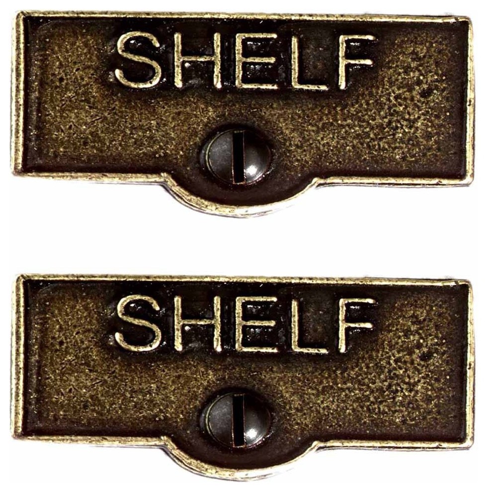 2 Switch Plate Tags SHELF Name Signs Labels Cast Brass | - Transitional ...