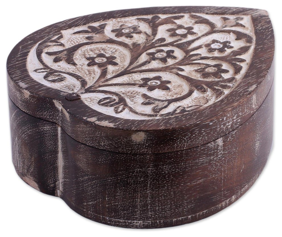 Flower-Filled Heart Wood Decorative Box