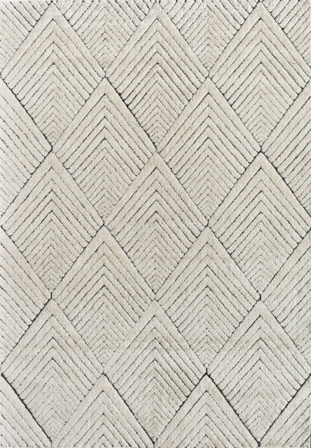 CosmoLiving Chanai Alabaster Geometric Contemporary Area Rug, 2'x8'