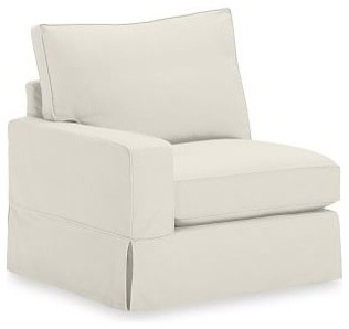 PB Comfort Square Arm Armless Chair Knife-Edge, Slipcover, Brushed Canvas Walnut