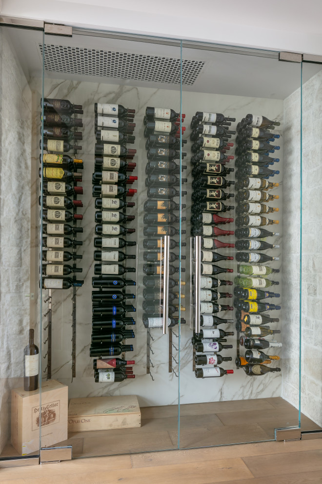 Example of a transitional wine cellar design in Orange County