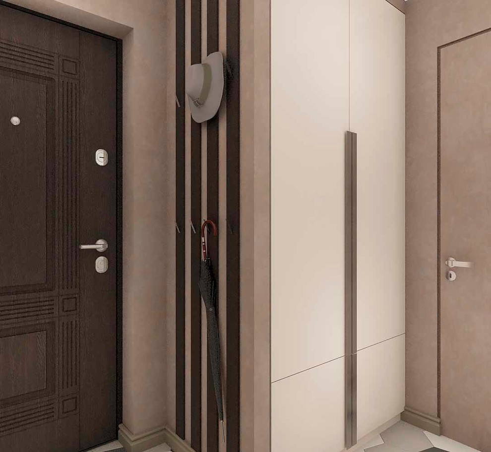 Коридор для молодой семьи в теплых оттенках