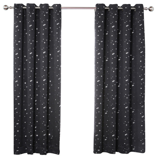 Grommet Star Print Thermal Insulated Blackout Curtain Set Grommet Star Print Thermal Insulated Blackout Curtain Set Contemporary Curtains By Best Home Fashion